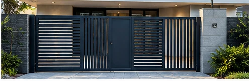 Illustrative contemporary metal entrance gate