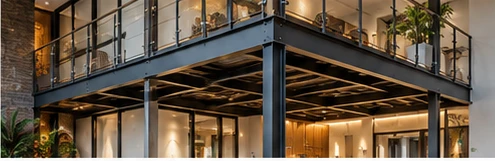 Illustrative residential steel balcony framework